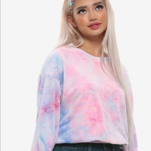 Pink and Blue Tie Dye Hot Topic Crew Neck Sweater | XL